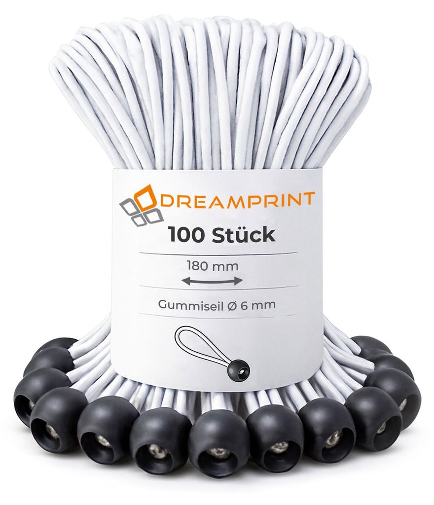 Dreamprint 100 Stück Spanngummi mit Kugel 180mm Ø 6mm Produktbild 