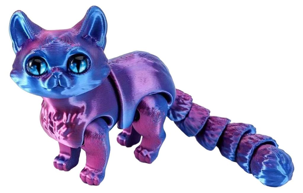 Niedliches, 3D-gedrucktes Katzen-Fidget-Toy mit beweglichen Gelenken – ideal für Zuhause, Büro, Schreibtisch oder Klassenzimmer.