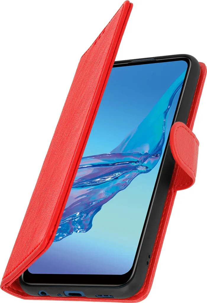 Custodia Oppo A53 Rosso in Pelle PU con Supporto e Portafoglio