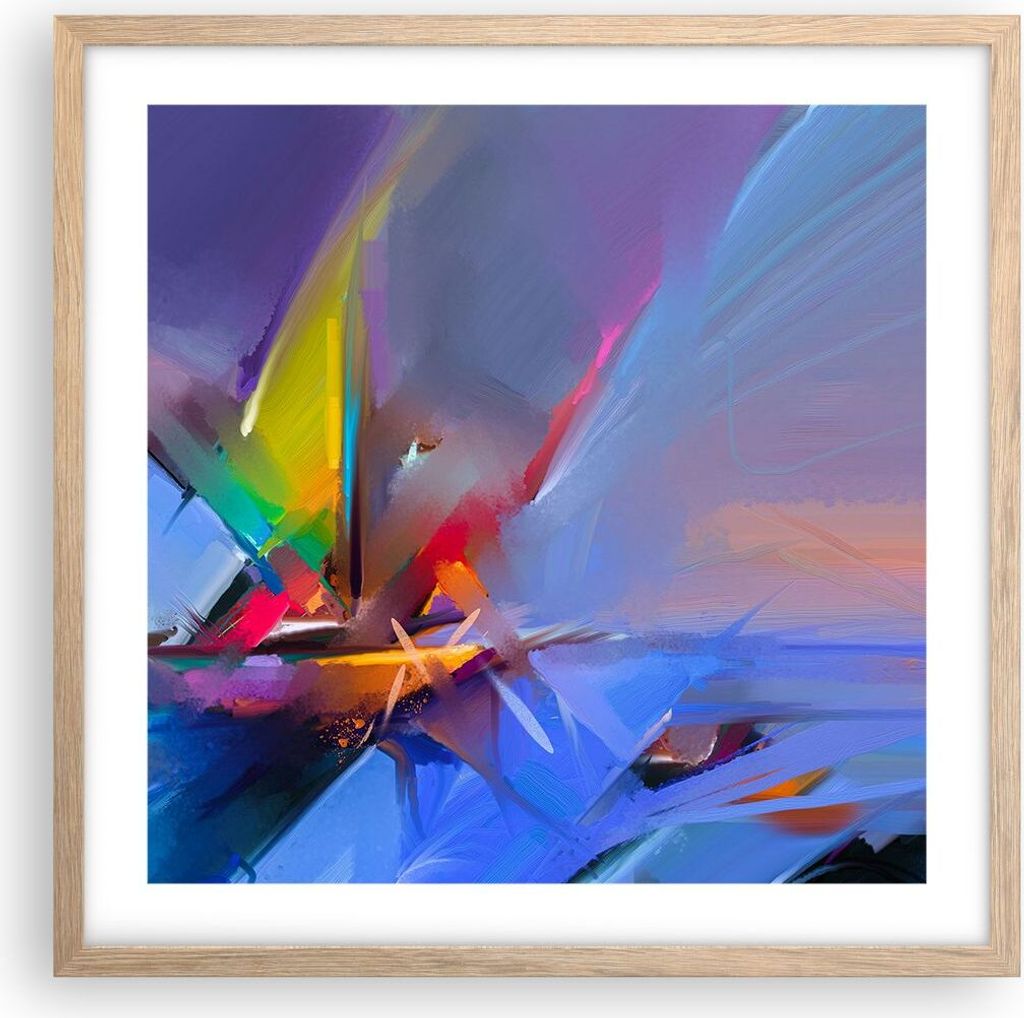Gerahmtes Poster - Rahmen in heller Eiche - Abstraktion modern - 50x50 cm - Wand Bild - Wanddeko - Wandbilder - Wandposter - Bilderrahmen - Bilder ...