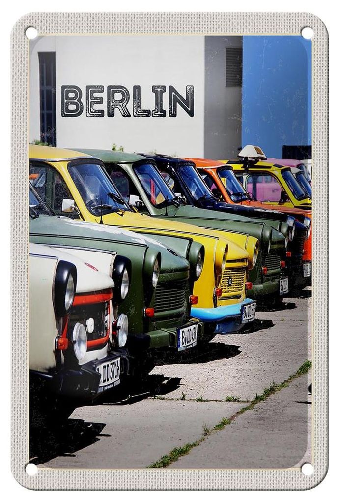 Blechschild Reise 12x18cm Berlin Deutschland Oldtimer Dekoration