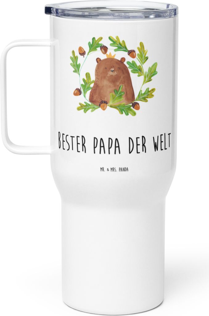 Mr. & Mrs. Panda thermosbecher Bär König - Weiß - Geschenk, Thermobecher, Daddy, Dad, Papa, Vater, Teddy, Thermos-Becher, Kaffee-to-go-Becher, M...