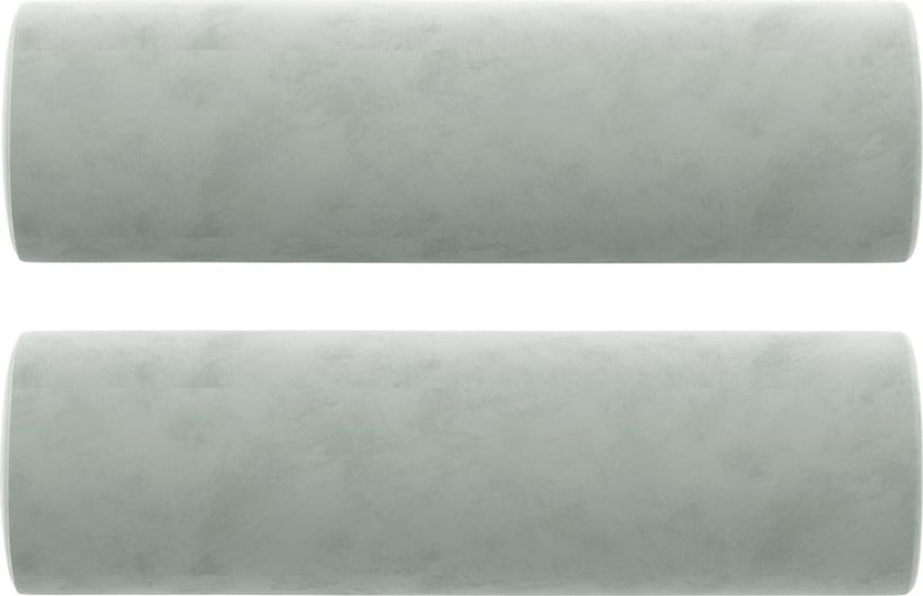 "Winteraktion" Zierkissen 2 Stk. Hellgrau Ø15x50 cm Samt - Sitzkissen CC15192