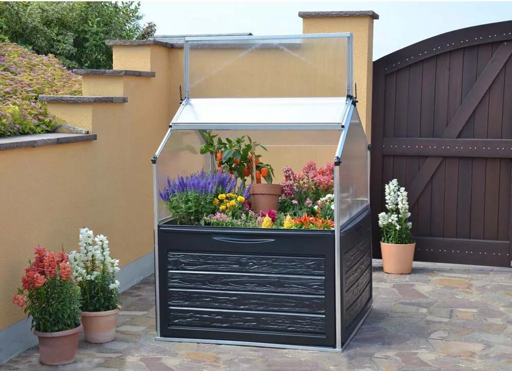 Serre de jardin surélevée en polycarbonate 1,7m² Plant Inn Argentée