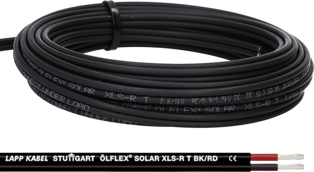 LappKabel 10m Bund Lapp ÖLFLEX SOLAR XLS-R T 2X2,5mm² BK/RD Solarkabel Zwillingsleitung