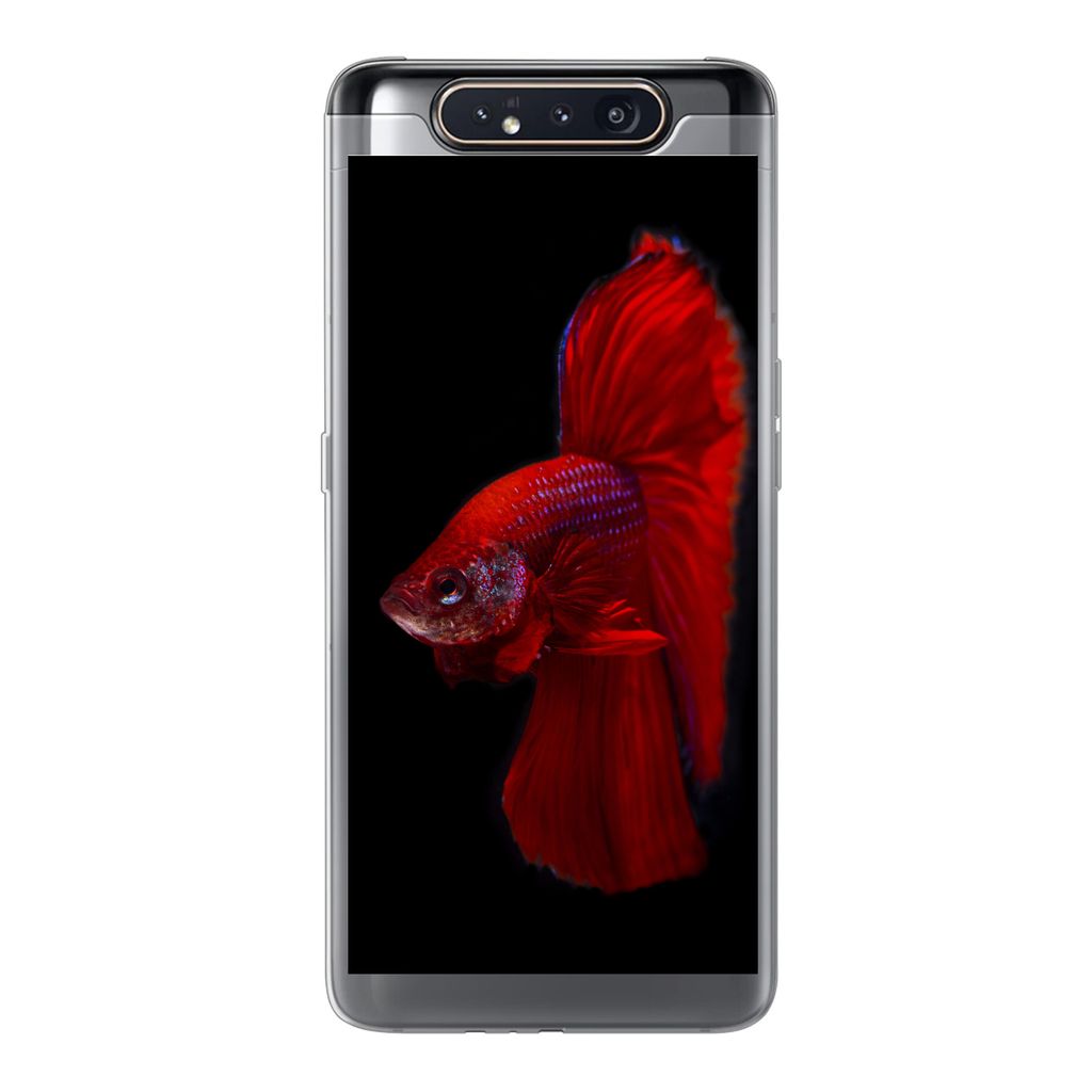MuchoWow Handyhülle Schutzhülle Hülle für Samsung Galaxy A80 Fische - Tiere - Rot Silikon Softcase Handy Hülle - Schutzdeckel