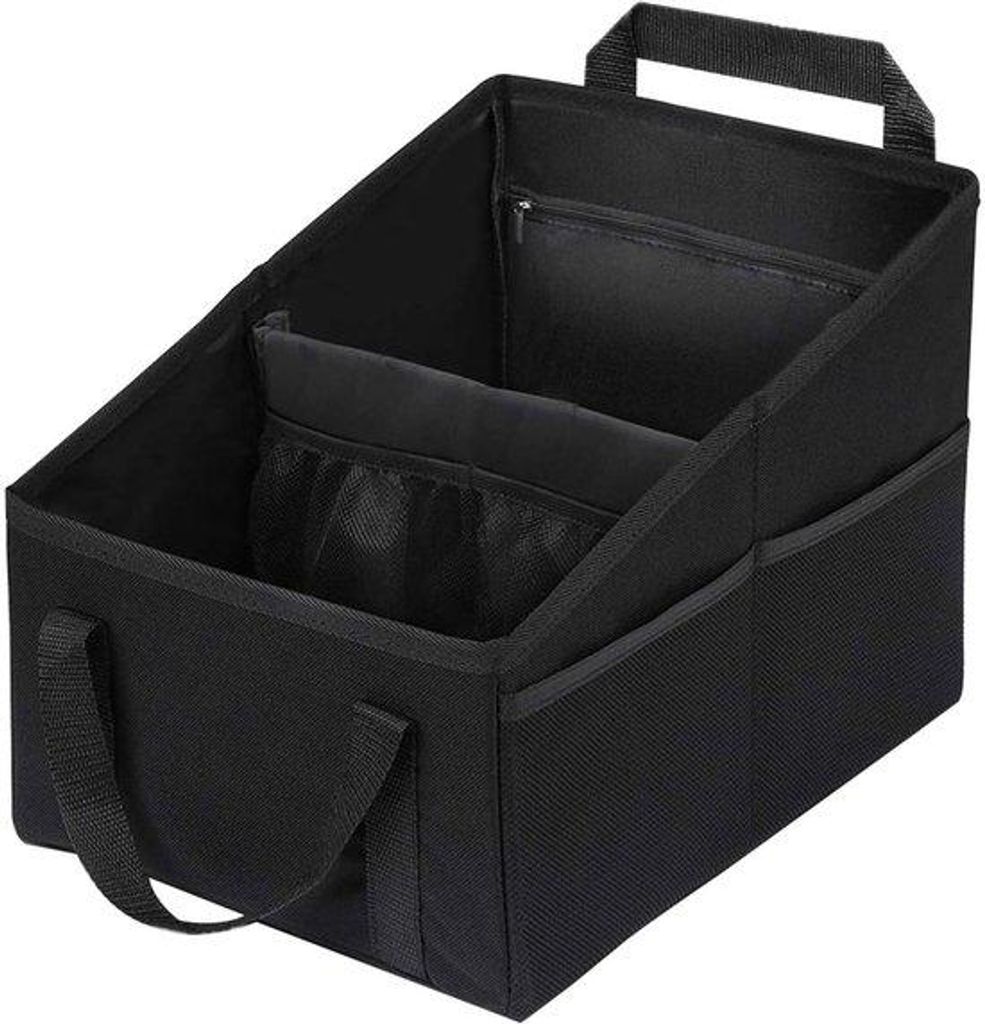 Auto-Organizer für den Kofferraum - Opvougbare Tasche - Anti-Slip-Design - Mit Trennwänden, Griffen und mehreren Netzfächern - Schwarz