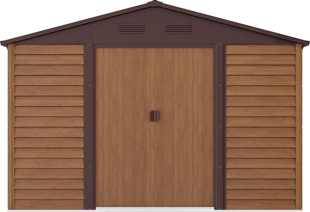 Gartenhaus aus Metall, verzinkter Stahl, Holzoptik - 11,75 Produktbild 