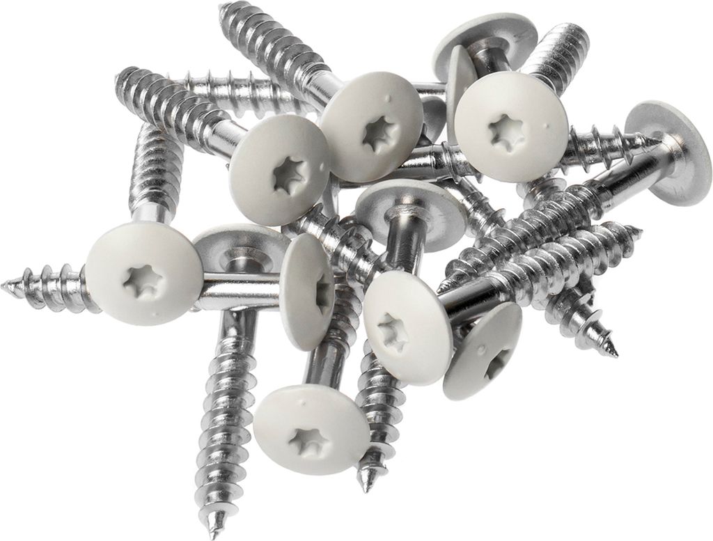 HPL- Schrauben, Fassadenschraube, Edelstahlschraube mit Kopflackierung | VIELE FARBEN | Faserzement, Holzpaneele, Alu Verbund (Cremeweiß (RAL 9001...