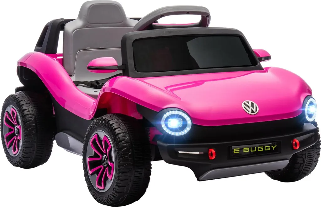 Voiture électrique 12V sécurisée rose avec contrôle parental et arrêt d'urgence