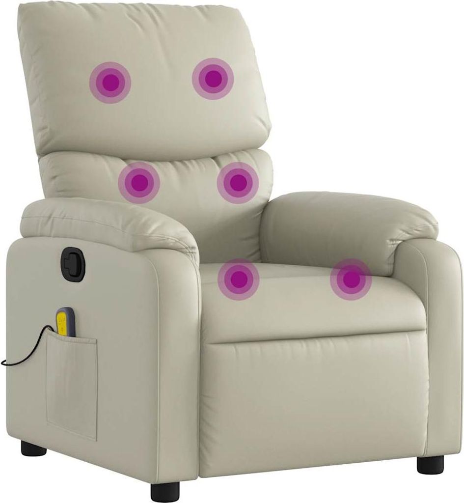 Massagesessel mit Relaxfunktion, Kunstleder, Creme