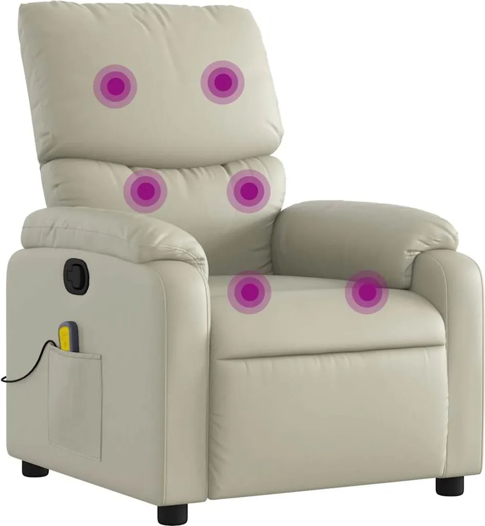vidaXL Fauteuil de massage relax en similicuir crème - Design ergonomique