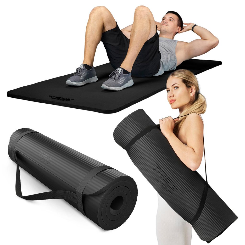 TREX SPORT Gymnastikmatte Fitnessmatte 2cm TX-029NGM | Yogamatte Pilates 190×80×2cm | Trainingsmatte rutschfest, wasserdicht | Sportmatte schwarz