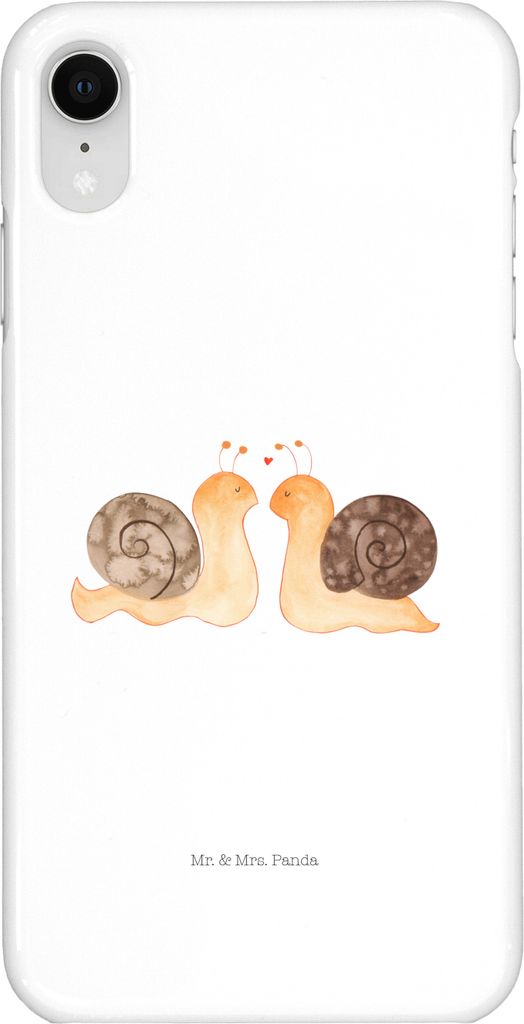 Mr. & Mrs. Panda Iphone XR Handyhülle Schnecken Liebe - Weiß - Geschenk, Zufrieden, Verliebt, Pärchen, glücklich, Freundin, Paar, Premium Kunst...