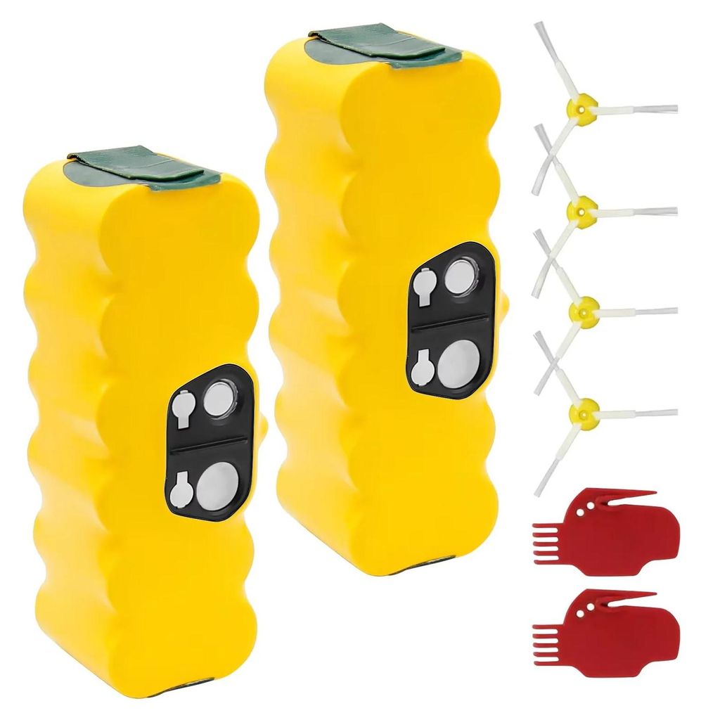 Ersatzakku Set 2 Stück mit Ladegerät - Akku für Saugroboter Serie 500-900 - 14,4 V - 6000 mAh - Ni-MH