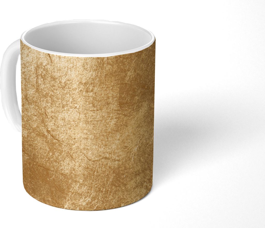 MuchoWow Tasse Kaffeetasse Kaffeebecher 350 ml Licht fällt auf eine goldene Wand Teetasse - Fototasse - Becher - Keramikbecher - Teebecher - Kaf...