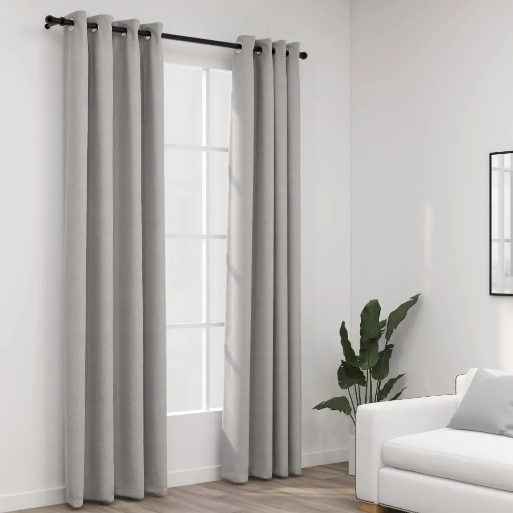Tende Oscuranti Grigio Look Lino 140x225 cm | The Living Store 2 pz