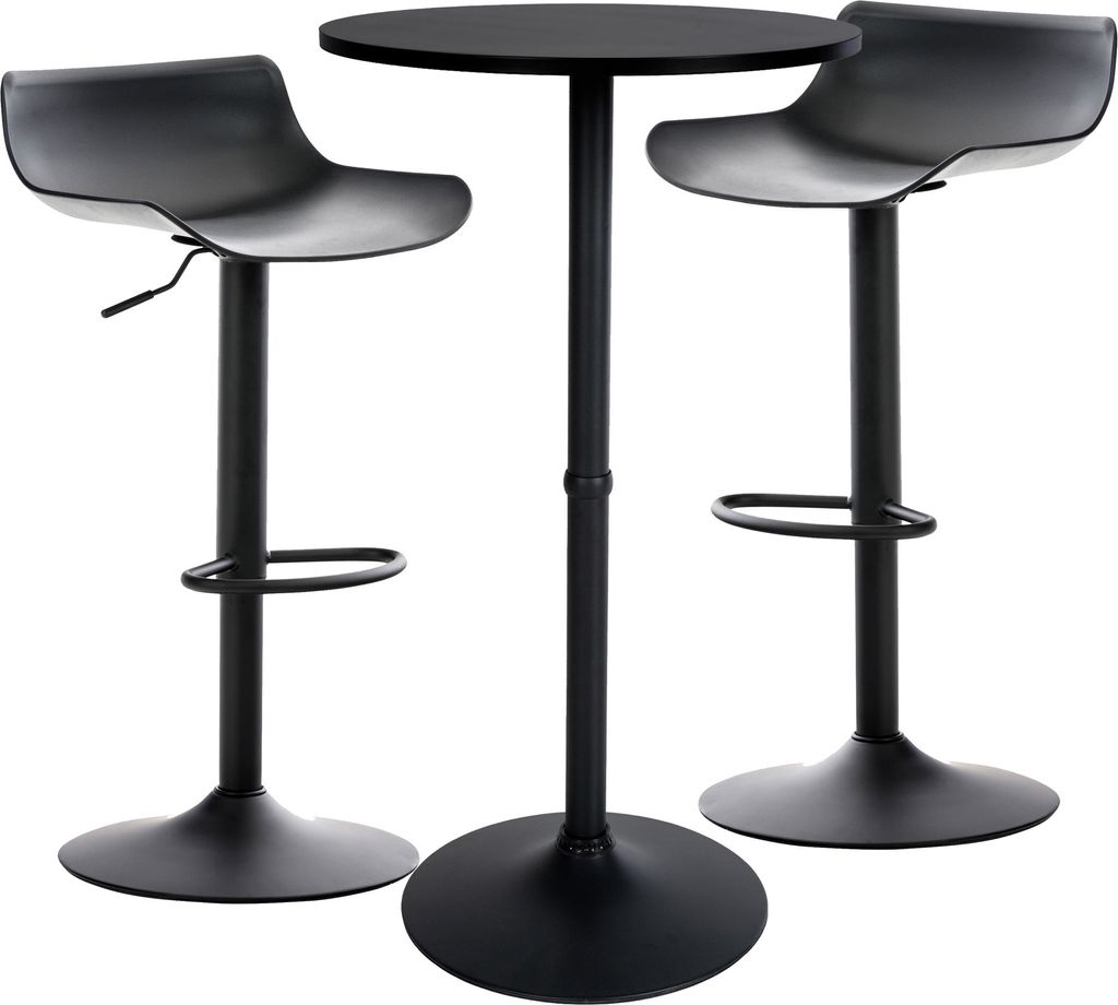 CLP Bartisch Set Fernie mit 2 Barhockern schwarz