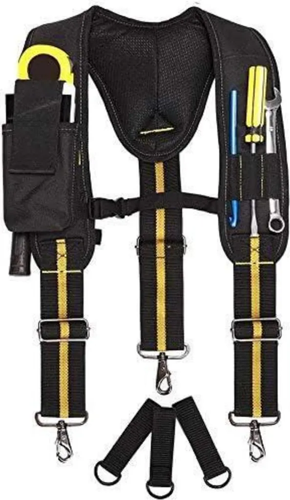 Ceinture porte-outils avec bretelles rembourrées et poches en nylon 600D