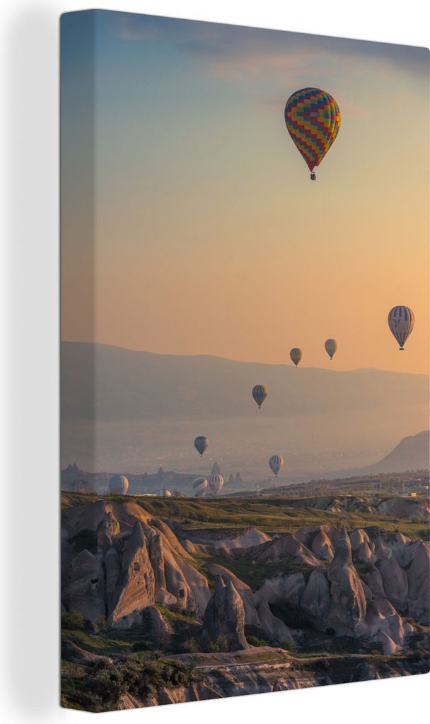 OneMillionCanvasses - Leinwandbilder - 90x140 cm, Heißluftballon - Nebel - Steine, Wandbilder Kunstdruck Wanddekoration - Wandschmucke - Schlafz...