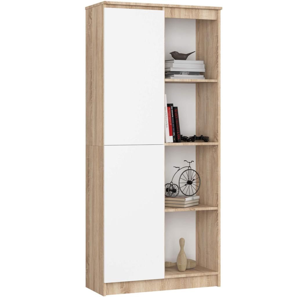 Akord Scaffale In Rovere Sonoma Bianco 80X35X180 Cm Immagine del prodotto 