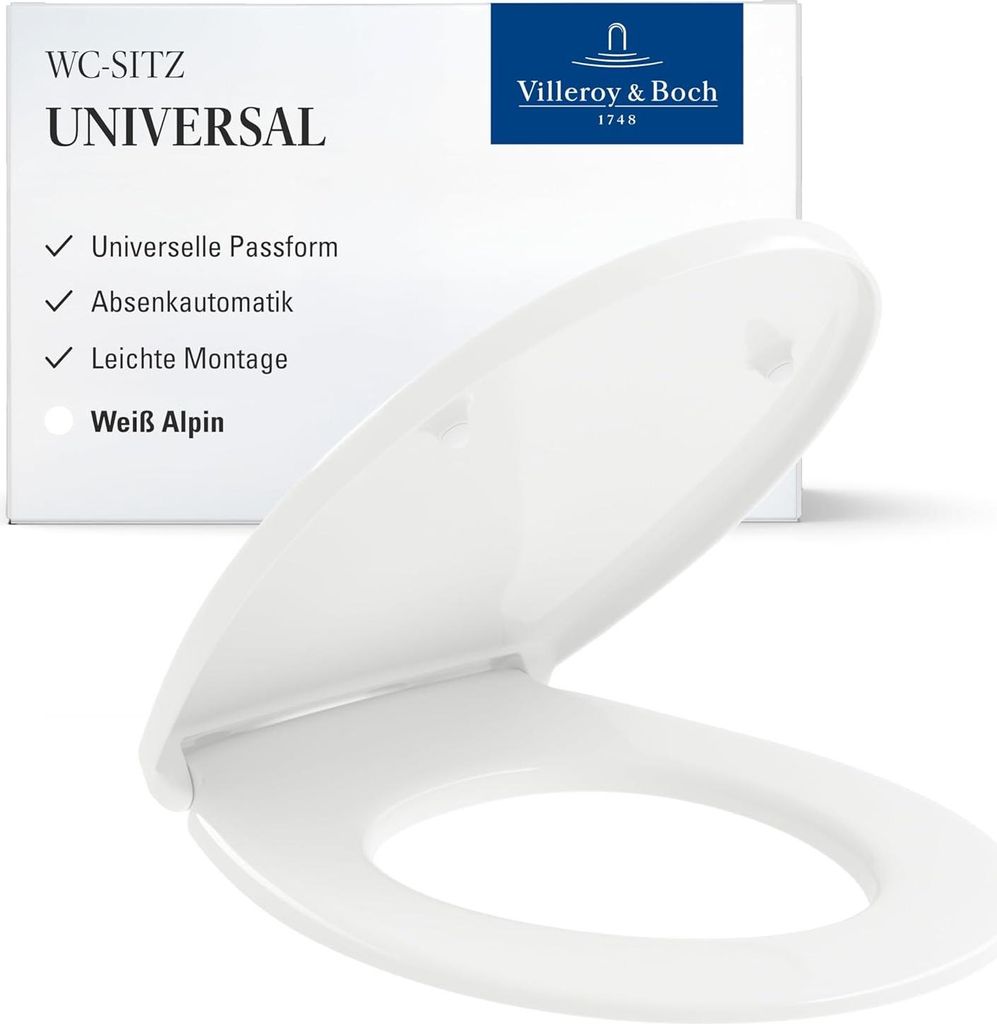 Villeroy & Boch Universal WC-Sitz - Toilettendeckel Weiß mit Absenkautomatik