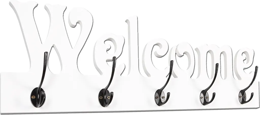 Portemanteau mural de couloir gain de place Welcome blanc 58 cm