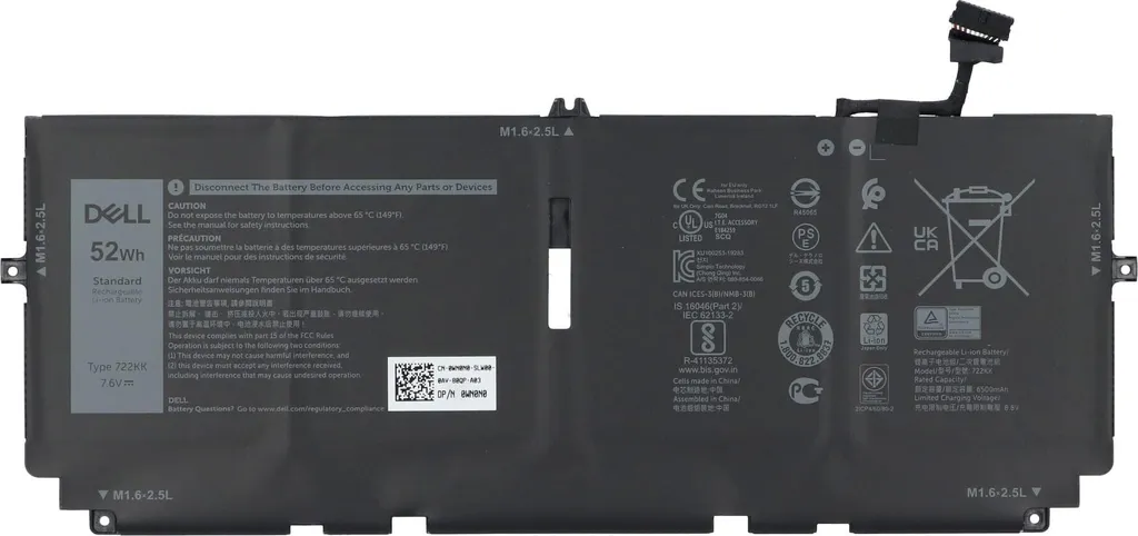 Batterie Dell FP86V Originale de 52WHR 4 Cellules pour PC Portable