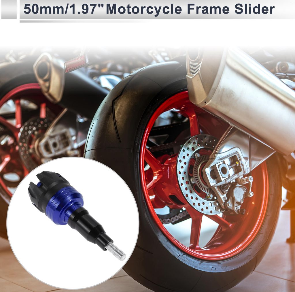 12mm Motorrad Slider Rahmen Aluminiumlegierung Kunststoff Rad Verkleidung Schutz Crash Pad Schutzbügel 50mm 117mm Mit Schraube Blau 1 Set