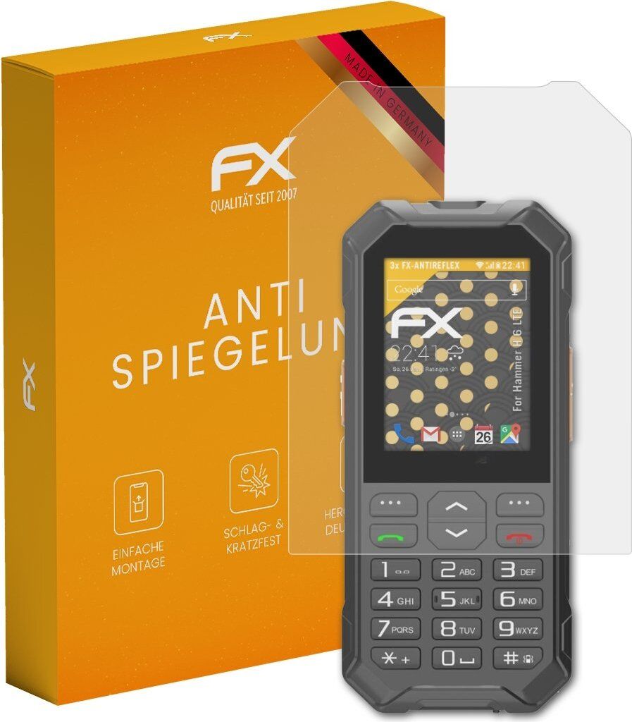 atFoliX FX-Antireflex 3x Schutzfolie kompatibel mit Hammer H 6 LTE Displayfolie