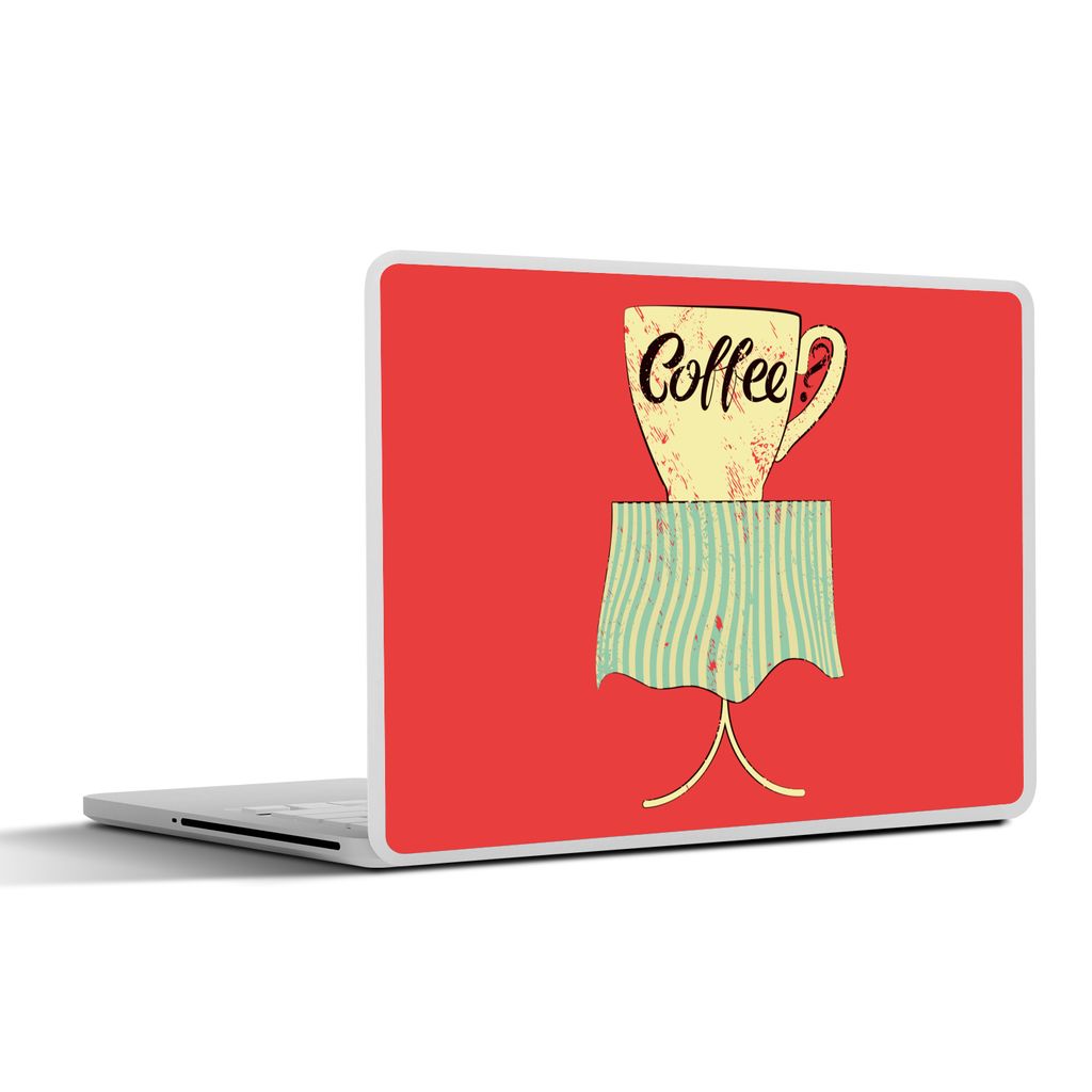 MuchoWow Laptop Aufkleber Sticker Cover Kaffee? - Sprichwörter - Kaffeetasse - Vintage - Zitate 40x30 cm - Laptop Dekoration - Selbstklebend