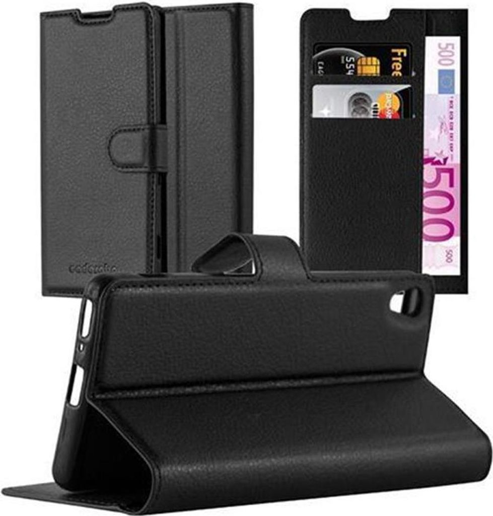 Cadorabo Hülle für Sony Xperia XA Schutz Hülle in Schwarz Handyhülle Etui Case Cover Magnetverschluss