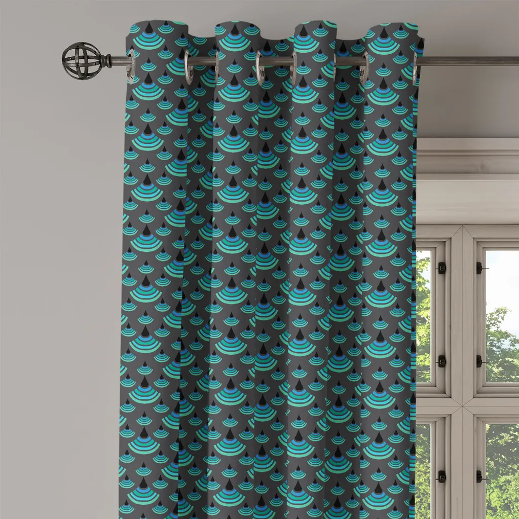 Rideau design géométrique gris anthracite - Impression Trippy Artful - 2