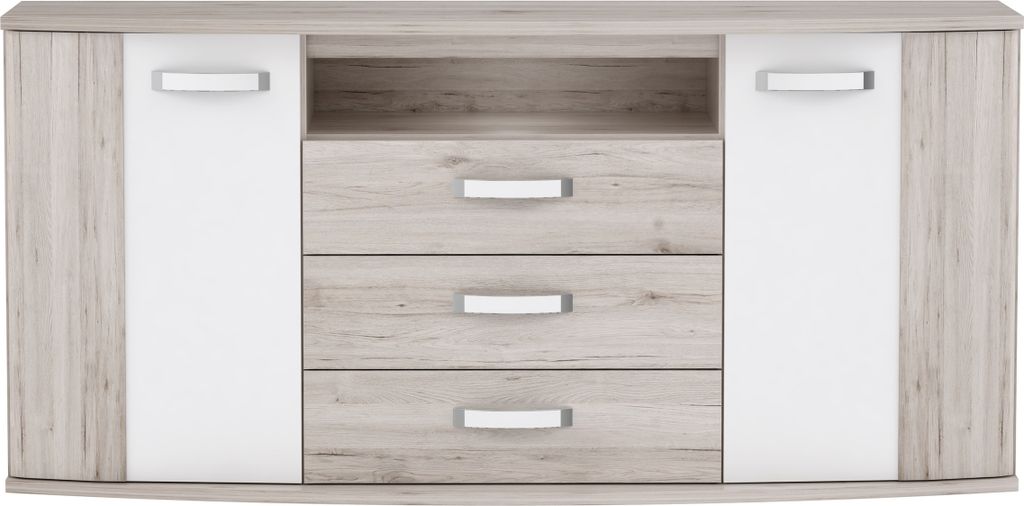 Hochkommode >Rondino < in beige,braun,weiß - 169,6x81,5x47,5cm (BxHxT)