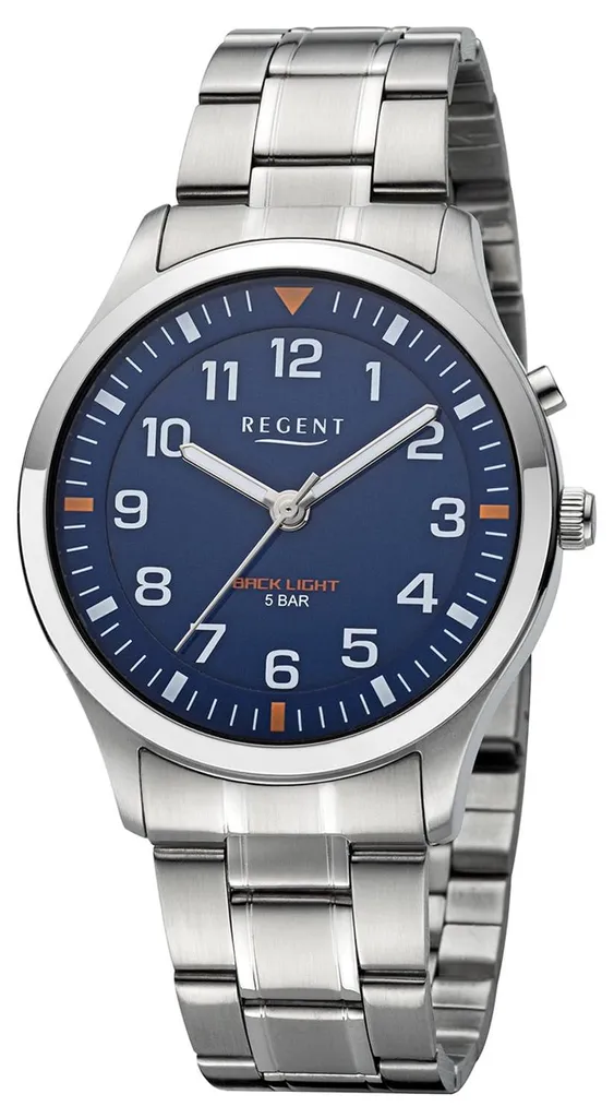 Montre Homme Regent F-1610 en Acier Inoxydable Bleu avec Éclairage LED