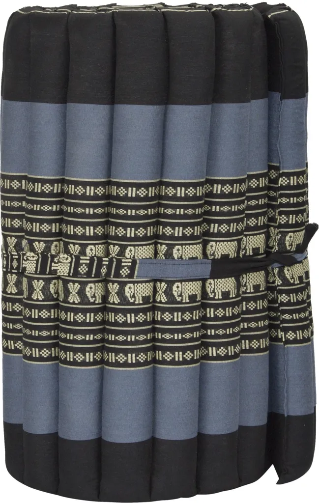 Tapis Thaï Roulé Kapok 190x50cm Noir Eléphant Fine Asianliving 301-P06