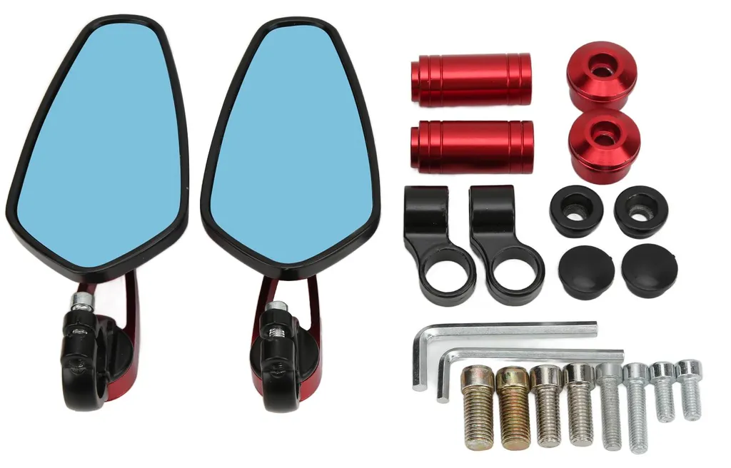Rétroviseur Moto Rouge Universel 8mm 10mm avec Assistance au Recul