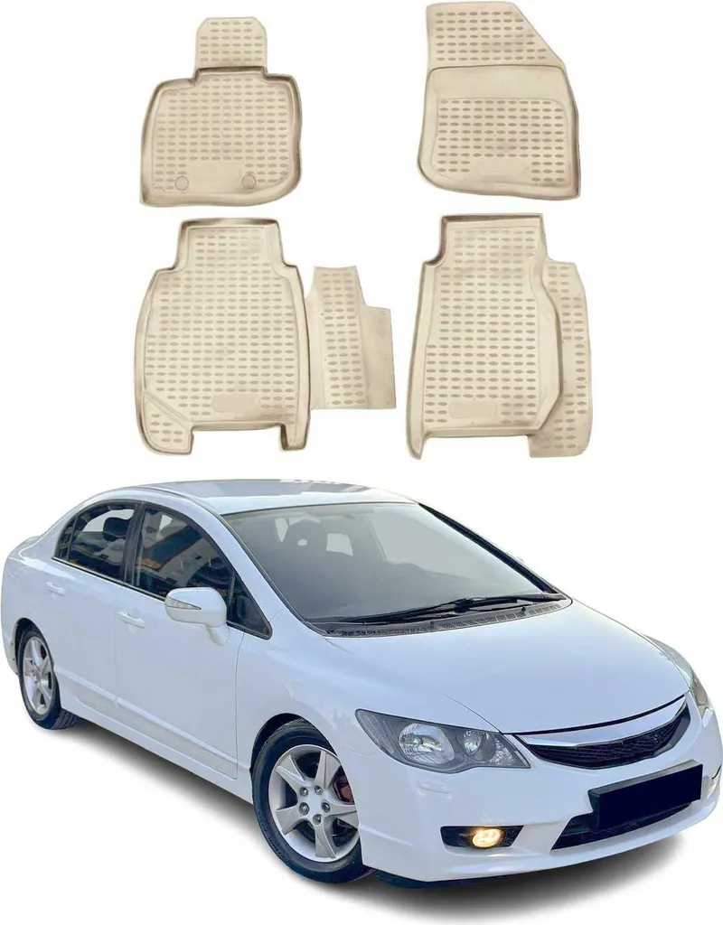 Tapis de sol Honda Civic 2005-2011 : protection tout temps TPE Beige