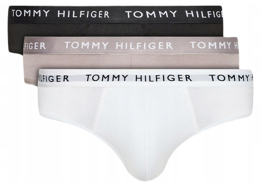 Tommy Hilfiger - Slips für Herren, Stretch (3er-Pack) NA421 (S) (Schwarz/Weiß/Grau)