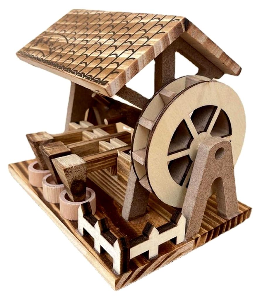 Miniaturhausmodell aus Holz, Mühlenmodell, Holzkunsthandwerk, Dekoration im Landhausstil für den Schreibtisch