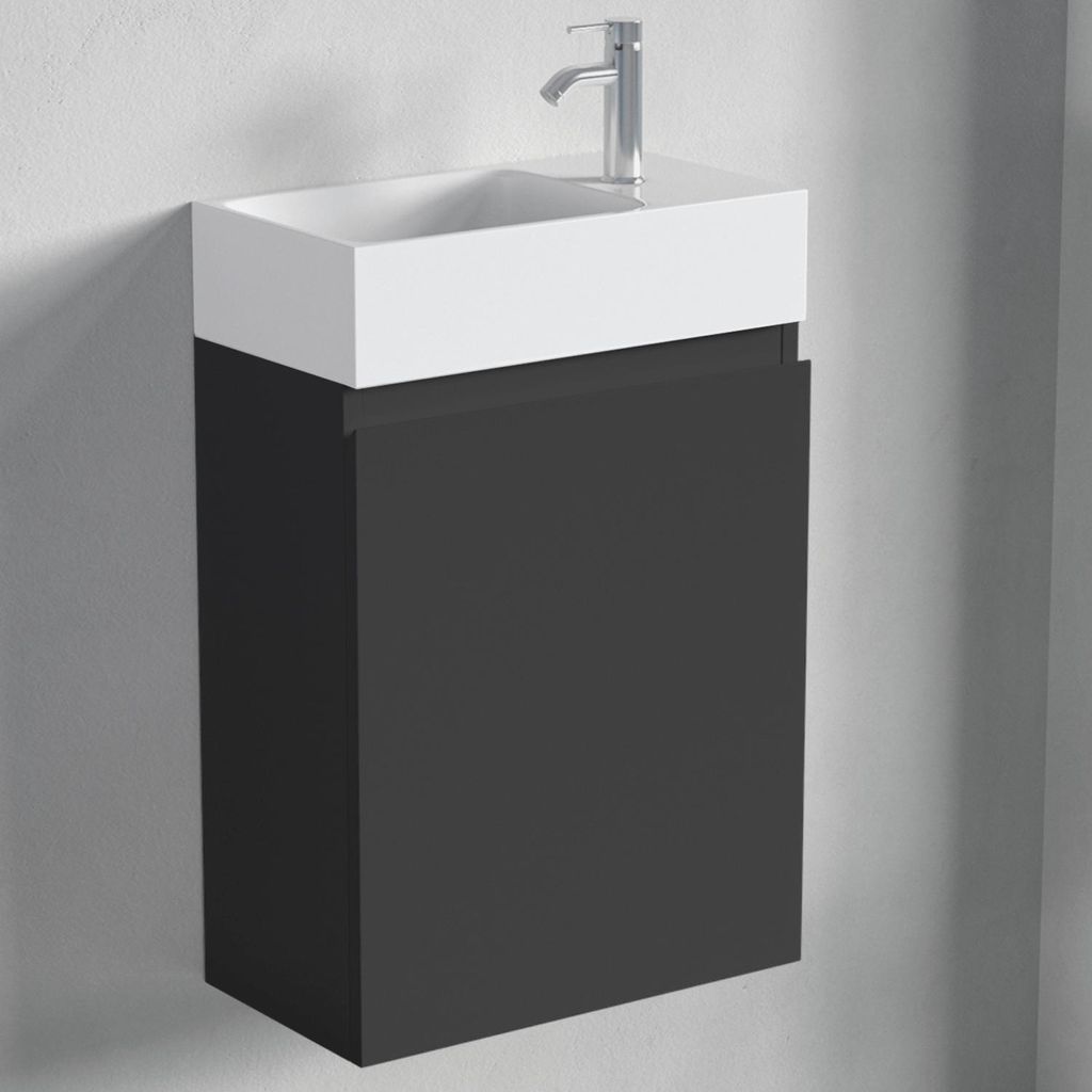 LOMAZOO Toilettenmöbel Matt Schwarz - Wc Möbel - 40x22x60 - MALIBU