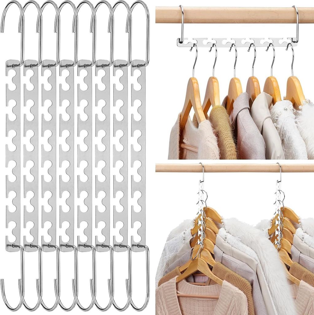 Kleiderbügel Platzsparend – Rutschfeste Metall Schrank Organizer, 8 Stück für Schwere Kleider, Länge 26 cm