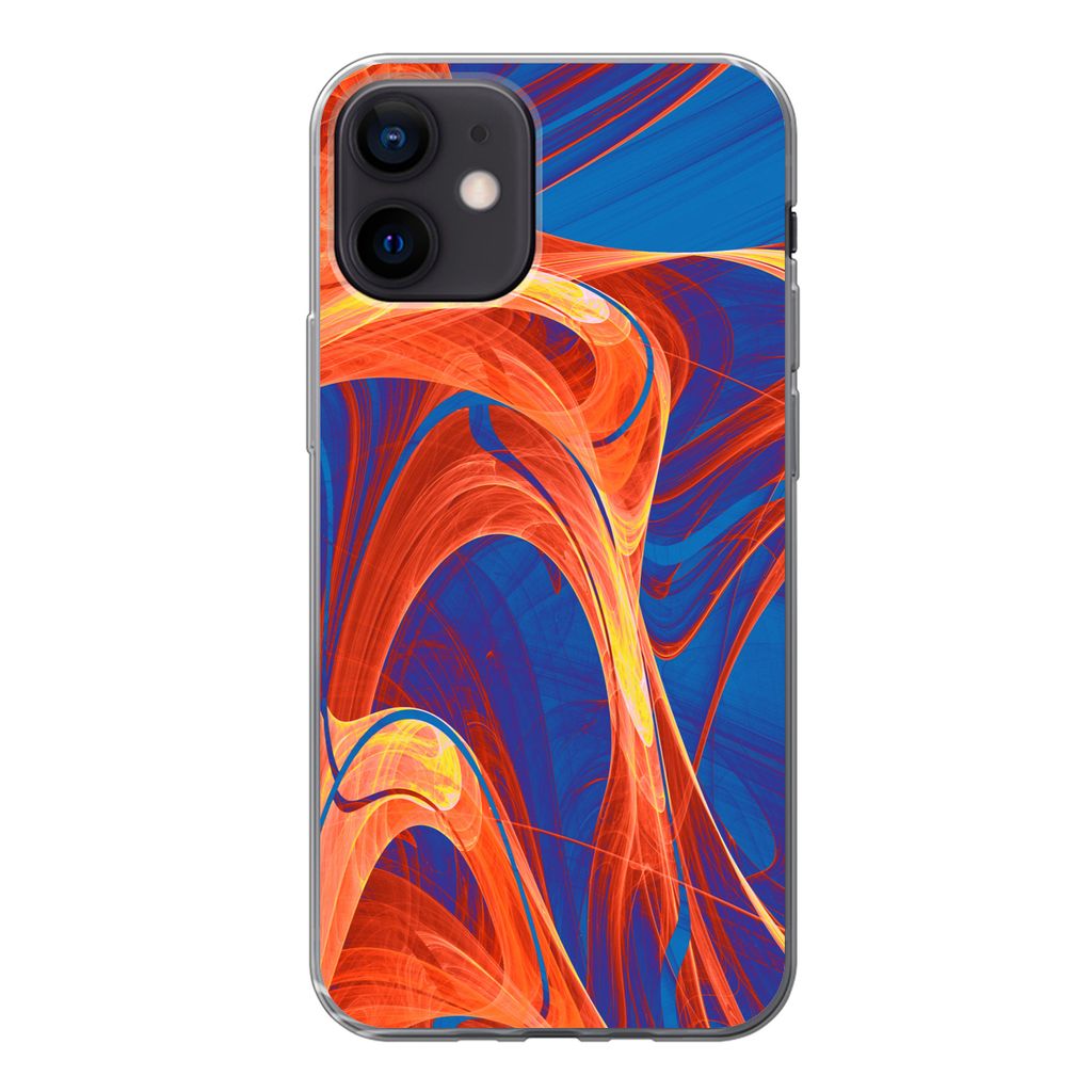 MuchoWow Handyhülle Schutzhülle Hülle für iPhone 12 Kunst - Wellen - Farbe - Psychedelisch Silikon Softcase Handy Hülle - Schutzhülle