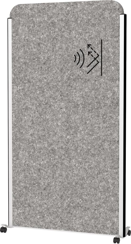 MAUL Akustik-Trennwand MAULcocoon 9701195, dunkelgrau 100,0 x 182,0 cm mit Rollen