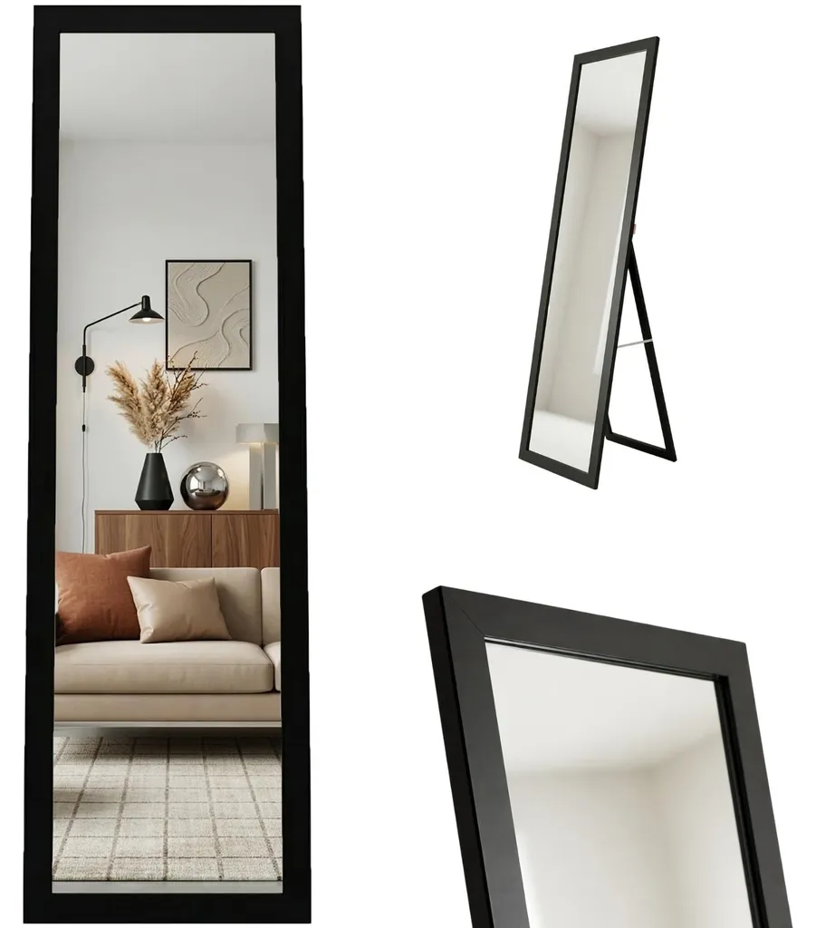 Miroir sur pied VIVID 170 x 50 cm - Grand Miroir Rectangulaire Noir