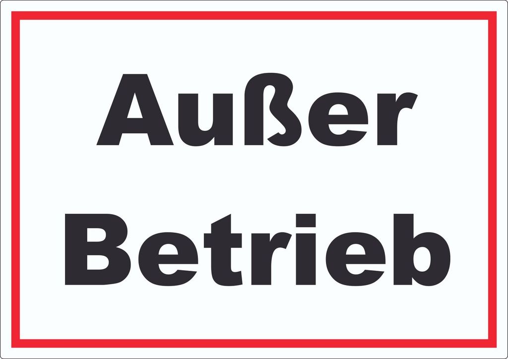 Außer Betrieb Aufkleber A4 (210x297mm)