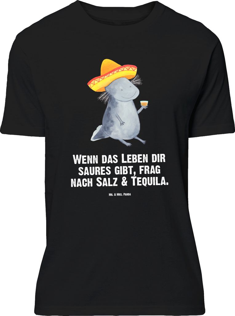 Mr. & Mrs. Panda Größe XL T-Shirt Axolotl Tequila - Schwarz - Geschenk, trinken, Shirt, Tshirt, mit Spruch, Zitrone, Party, Mexiko, Amphibie