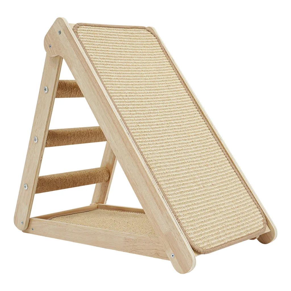 Griffoir chat triangulaire en pin contre griffures canapé pour chat 10kg