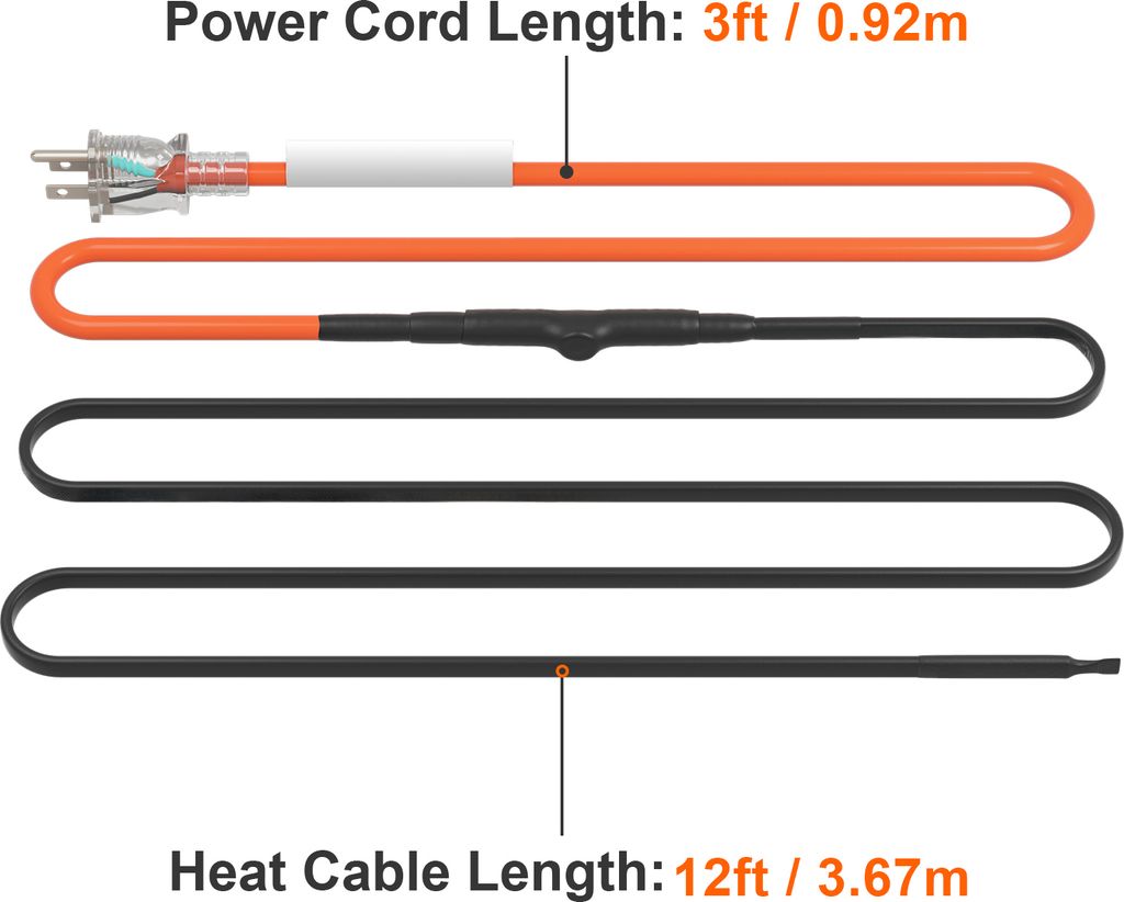 VEVOR samoregulační topný kabel do potrubí, 3,7 m, 16,4 Obrázek produktu 8