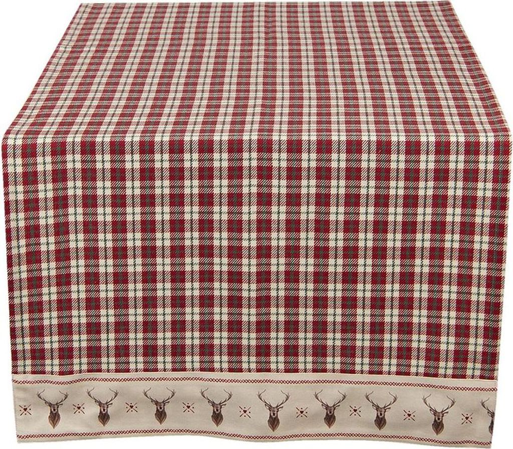 Clayre & Eef behúň na stôl 50x140 cm červeno-béžová bavlna Obrázok produktu 